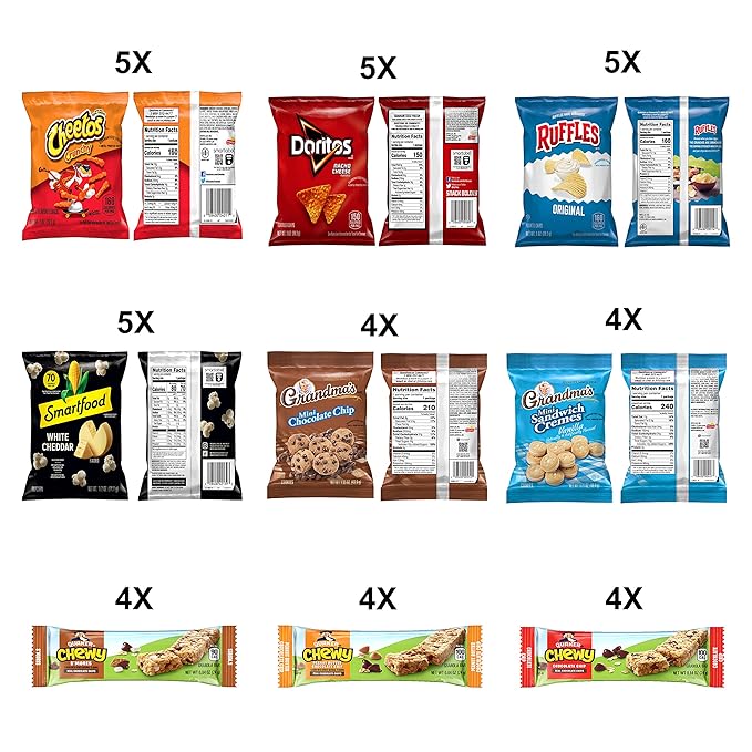 Frito-Lay Lunch Box Mix Chips Cookies and Quaker Chewy Bars Variety Pack (Pack of 40)
