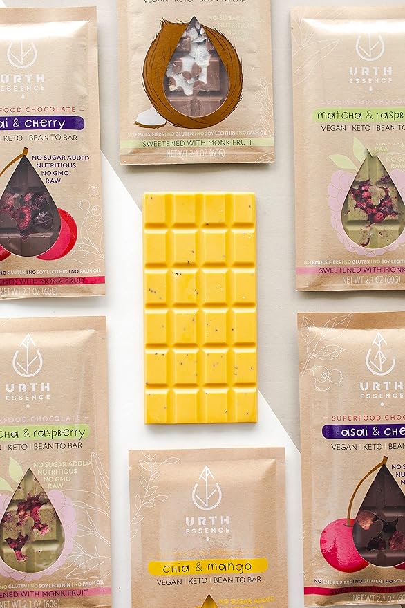 Urth Essence Sugar Free Chocolate Vegan Chocolate Bars | Keto Chocolate | Dairy Free Chocolate| Keto Friendly Food | Healthy Food Vegan Gifts| Organic Chocolate |Gluten Free Snacks (White Chocolate Ma