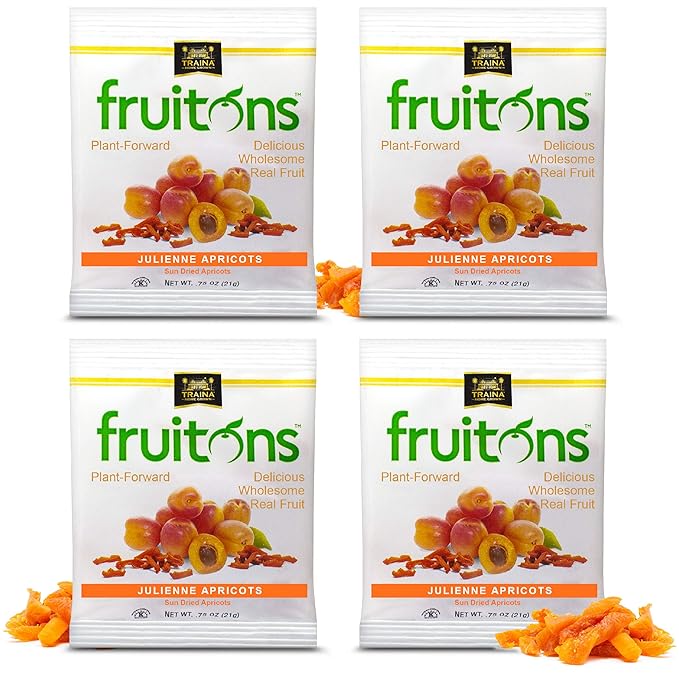 Traina Home Grown Fruitons Sun Dried Apricots - No Added Sugar Non GMO Gluten Free .75 oz bags (Pack of 18)
