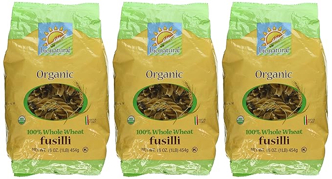 Bionaturae 05608-3pack Bionaturae Fusilli Whole Wheat Pasta - 1 Pound (Pack of 3)