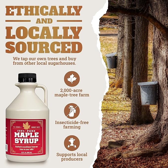 Grade B Maple Syrup 32 Oz Jug – 100% Pure Maple Syrup (Now Grade A Dark) Bold Robust Flavor – Artisan Maple Syrup Gift – USA-Made Breakfast Syrups &amp Toppings by Lincoln County Reserve