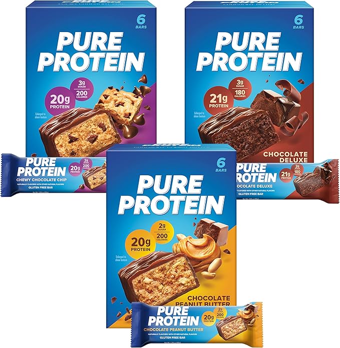 Pure Protein Bars High Protein Nutritious Snacks to Support Energy Low Sugar Gluten Free &amp Quest Nutrition Tortilla Style Protein Chips Variety Pack Chili Lime Nacho Cheese Loaded Taco