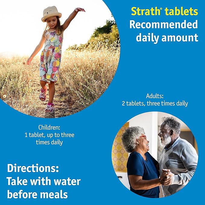 Strath Nutritional Yeast Tablets - Vegetarian Lactose Free Artificial Additive Free - Digestive Support Nutrient Absorption - Unflavored Daily Supplement - Prebiotic and Postbiotic