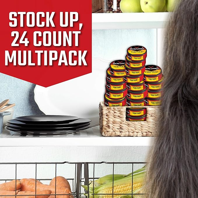 Jack Links Jerky Chew 0.32 oz. Pack of 24 – Shredded Beef Jerky Made with 100% Beef Teriyaki 7.68 Oz