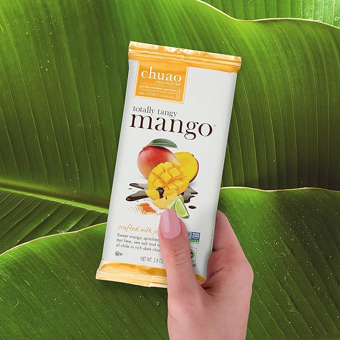 Chuao Chocolatier Totally Tangy Mango Dark Chocolate Gourmet Bars | For Gift Baskets Birthday Thank You Care Package | 12 Ct 2.8 oz Each