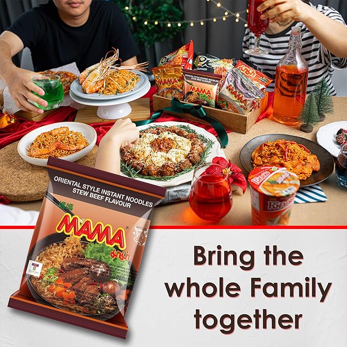 MAMA Noodles Beef Stew Instant Spicy Noodles w/Delicious Thai Flavors Hot &amp Spicy Noodles No Trans Fat w/Fewer Calories Than Deep Fried Noodles 30 Pack