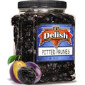 Dried Pitted Prunes Unsweetened by It's Delish 3 Lbs Jumbo Container | Naturally Sweet No Sugar Added High Fiber Dried Fruit Snack | Healthy Moist and Fresh Dry Plums | Vegan Kosher