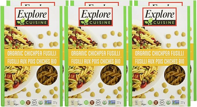 Explore Cuisine Organic Chickpea Fusilli Pasta Non GMO 8 Ounces (Pack Of 6)