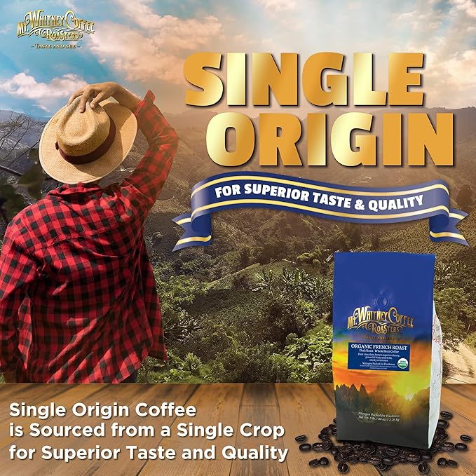 Mt. Whitney Organic French Roast Dark Roast Low Acid Coffee (Whole Bean 5 Lb)