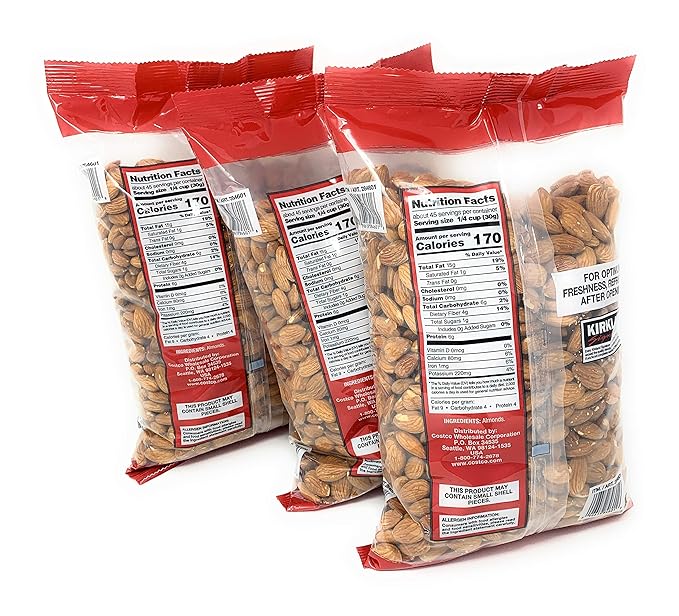 Kirkland Signature Supreme Whole Almonds 3 Pack (3 Pounds)