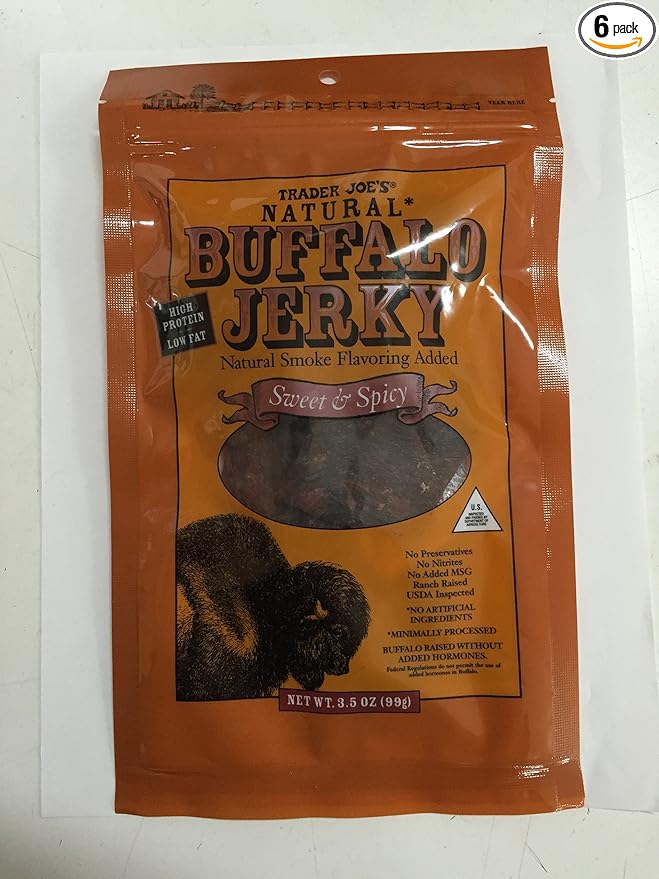 Trader Joe's Buffalo Jerky - Sweet &amp Spicy (Pack of 6)