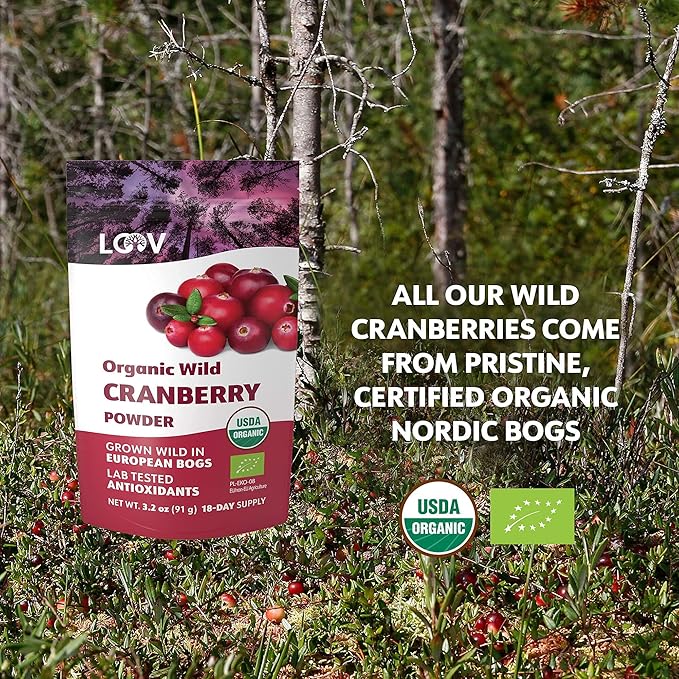 Bundle – 2 items: LOOV Organic Wild Blueberry Powder and Organic Wild Cranberry Powder