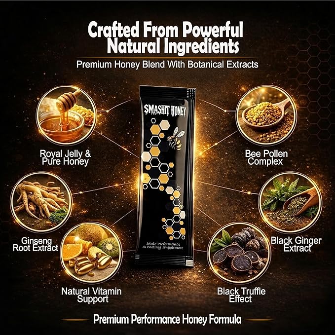 Smashit Honey Packs – 20g Sleeves/Sachets | Individual Honey Packets with Pure Honey &amp Bee Pollen | Raw Honey &amp Royal Jelly Blend | Travel-Friendly Single Serve Sachets (Pack of 3)