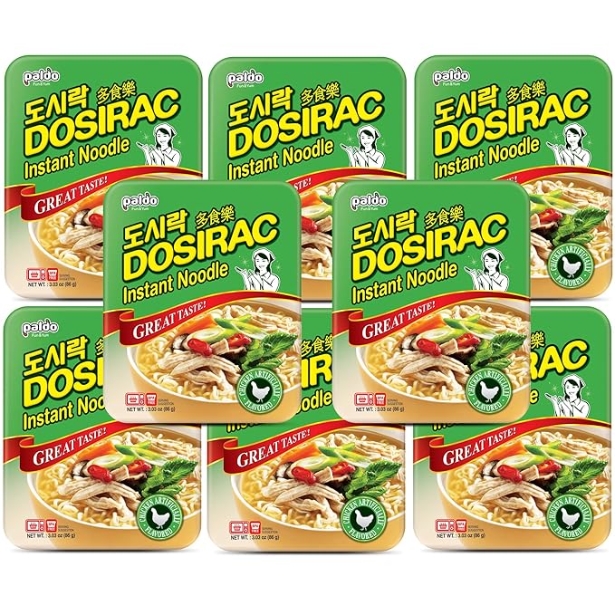 Paldo Dosirac Oriental Style Noodle Chicken Flavor 3.03oz (Pack of 8)