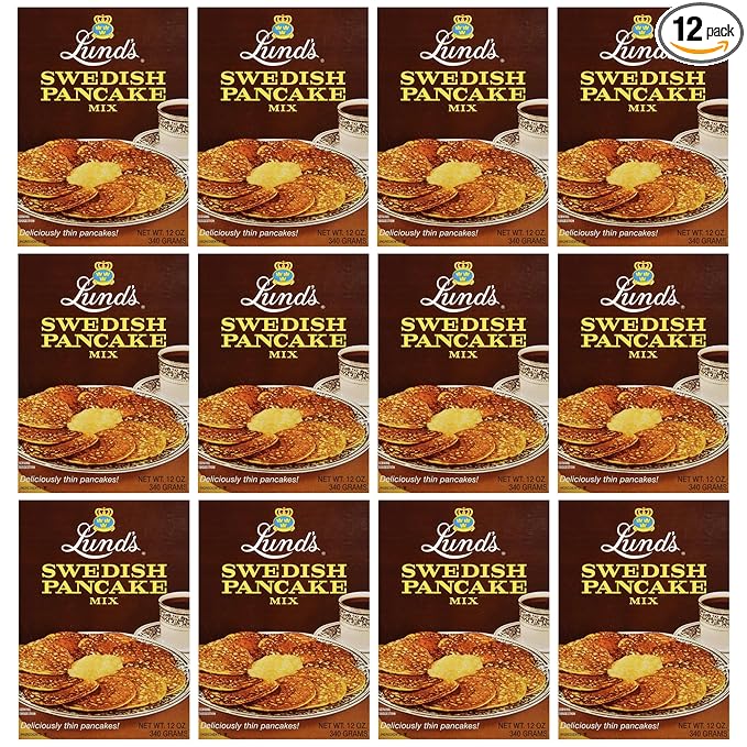 Lund’s Swedish Pancake Mix Deliciously Thin &amp Light Pancakes 12 oz Traditional Scandinavian Recipe - Easy Mix for Breakfast or Brunch [Pack of 12]