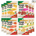 Snak Club Tajin Gummy Candy Fruit Rings Gummies with Chili and Lime Seasoning Mild Spice Gluten-Free and Vegan Snacks Assorted Variety Mango Pineapple Peach Watermelon Snack Size 12 Pack
