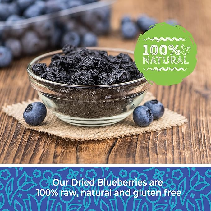 Herbaila Whole Dried Blueberries No Sugar Added Bulk Dehydrated Dried Unsweetened Blueberries All Natural Non-GMO 1 Pound. - 16 oz.