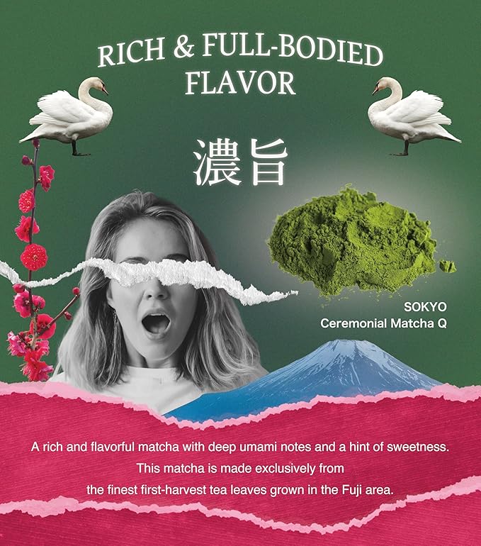 SOKYO ceremonial matcha powder series Rich and full-bodied flavor powdered green tea Japanese matcha (3.52oz / 100g Fuji Ceremonial Q)