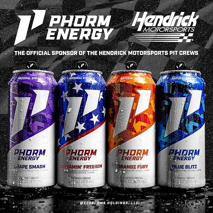 Phorm Energy Drink Blue Blitz Blue Raspberry Flavor 200 MG Natural Caffeine From Green Tea Sugar Free Carbonated Drink With Electrolytes &amp Vitamin B12 Dairy &amp Gluten Free Vegan 16 FL Oz