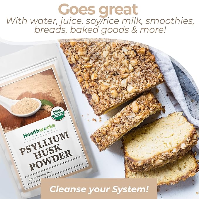 Healthworks Superfoods Organic Psyllium Husk Powder - 80 Oz / 5 Lbs - Raw - Certified Organic - Finely Ground Powder from India - Keto Vegan &amp Non-GMO - Fiber Support