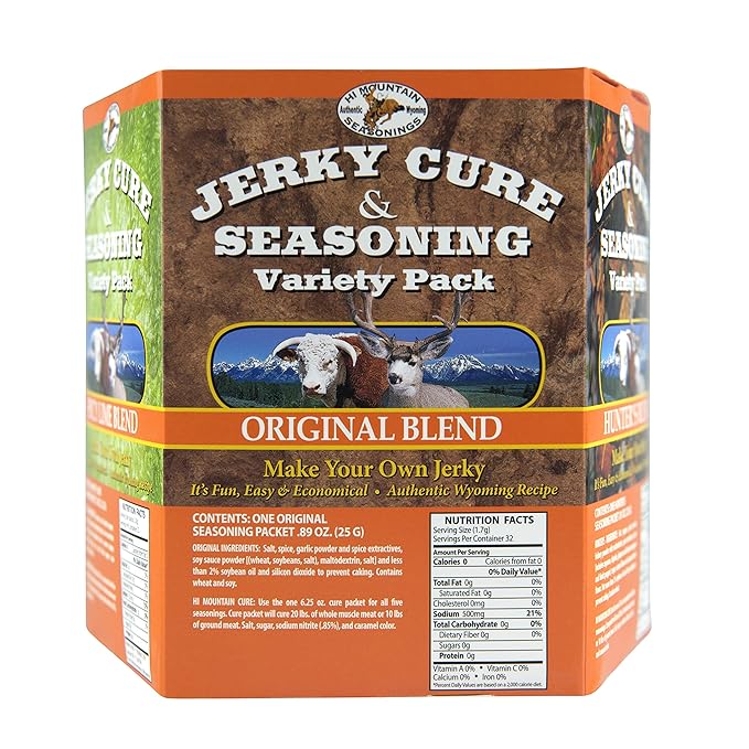 Hi Mountain Jerky Seasoning and Cure Kit | VARIETY PACK #3 | 5 Delicious Flavors: Original Hunters Blend Bourbon BBQ Jalapeno Spicy Lime | Make Beef Jerky at Home | Beef Deer Elk &amp Venison