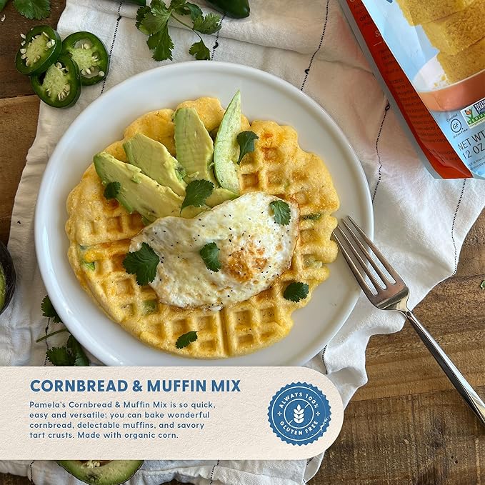 Pamela's Gluten Free Cornbread &amp Muffin Mix Organic Corn 12 Ounce Bag (Pack of 6)