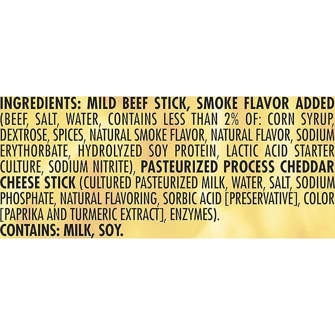 Slim Jim Beef 'N Cheese Smoked Meat Sticks Mild Flavor High Protein Easter Basket Stuffer for Men 3.0 oz. (18 Count)