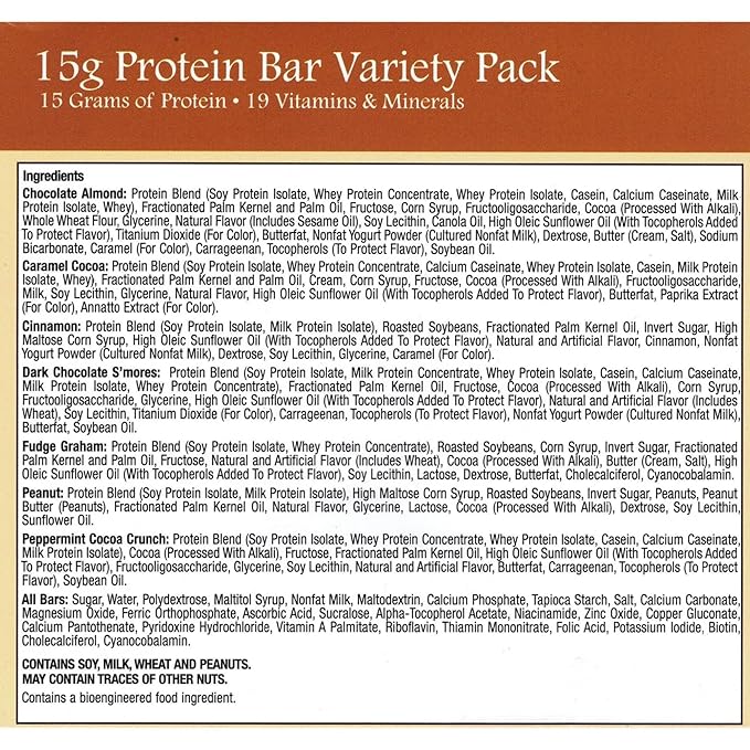 Nutmeg State Nutrition High Protein Bars 7 Servings Per Box (1 Box (7 Servings) Variety 15g (Chocolate Almond Caramel Cocoa Cinnamon Dark Chocolate S'mores Fudge Graham Peanut Peppermint Cocoa