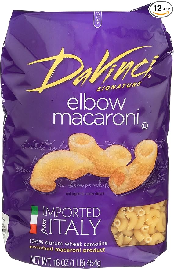 DaVinci Signature Elbow Macaroni 16 Ounce Resealable Bags (Pack of 12)
