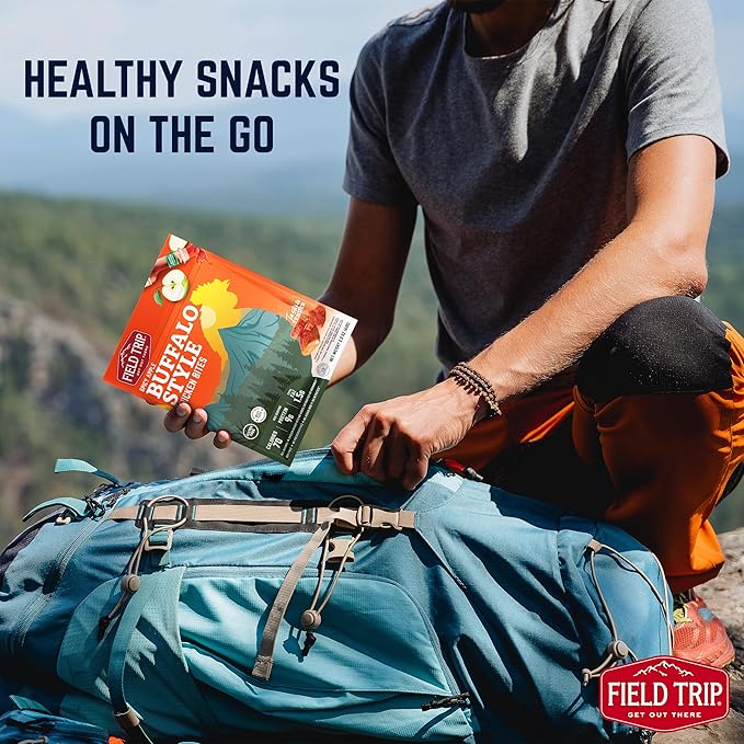 Field Trip Chicken Jerky Bites All Natural and Gluten Free Keto and Paleo-Friendly Healthy Snack Low Calorie High Protein Snacks with No Nitrates 2.2oz Bag 4 Pack Spicy Buffalo Style