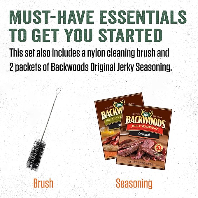 LEM Products Jerky Cannon with Nozzles and Brush Backwoods Seasonings Anodized Aluminum and Stainless Steel