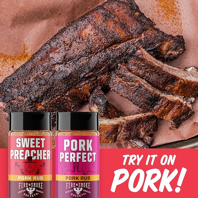 Fire &amp Smoke Society Essential Grill Variety Pack | BBQ Rubs and Seasonings Father's Day Gifts for Dad Mens Gifts | Steak Seasoning Chicken Burgers Pulled Pork | Large Spices Set (8-Pack)