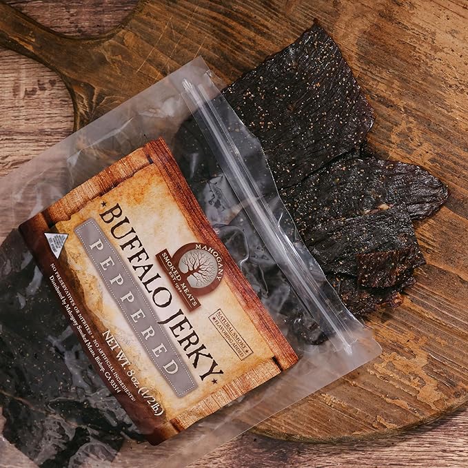 Mahogany Smoked Meats: Peppered Buffalo Jerky - 8oz