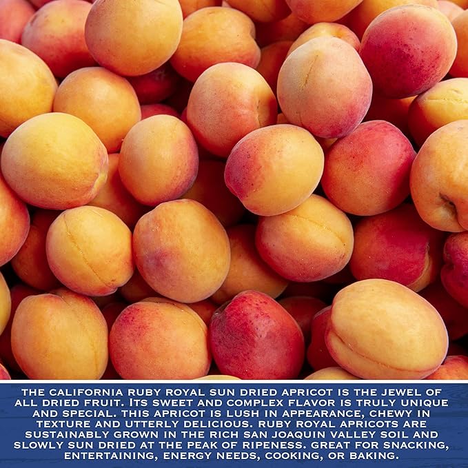 Traina Home Grown California Sun Dried Ruby Royal Apricot Halves - SEASONAL/LIMITED - Healthy No Sugar Added Non GMO Gluten Free Kosher Certified Vegan Value Size (5 lbs)