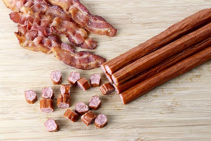 Wenzel’s Farm Bacon and Beef Snack Sticks │Snack Sticks │ Flavorful Naturally Smoked │ High Protein Low Carb │ No MSG Fillers Binders Artificial Colors │ Gluten Free | 32 sticks (16 packs of 2)