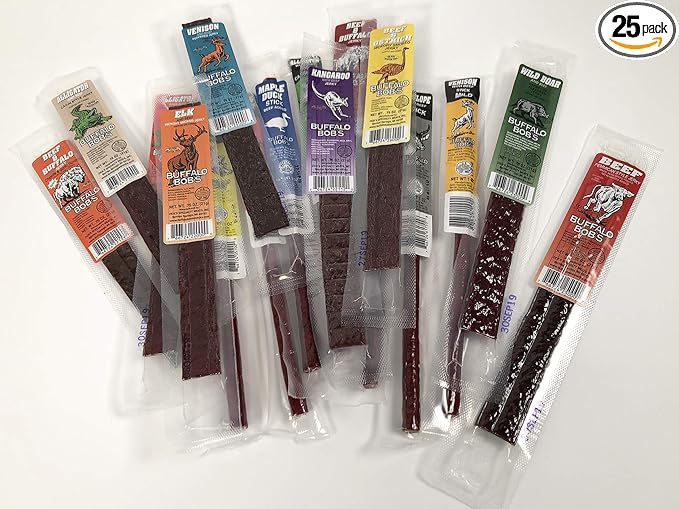 Buffalo Bob's Wild Game Jerky- Sampler Gift Pack of 25