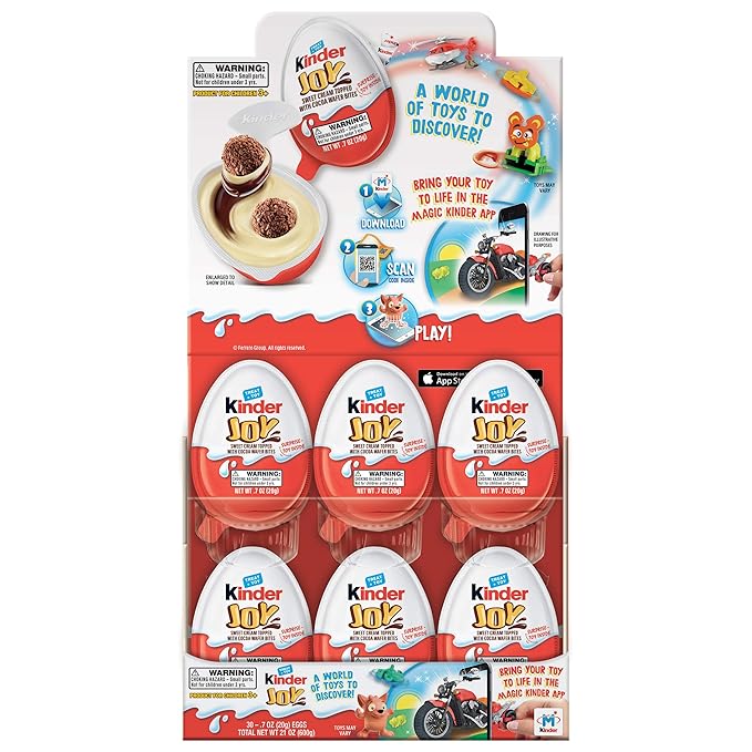 Kinder JOY Eggs 30 Count Individually Wrapped Chocolate Candy Eggs With Toys Inside Perfect Surprise for Kids 21 oz