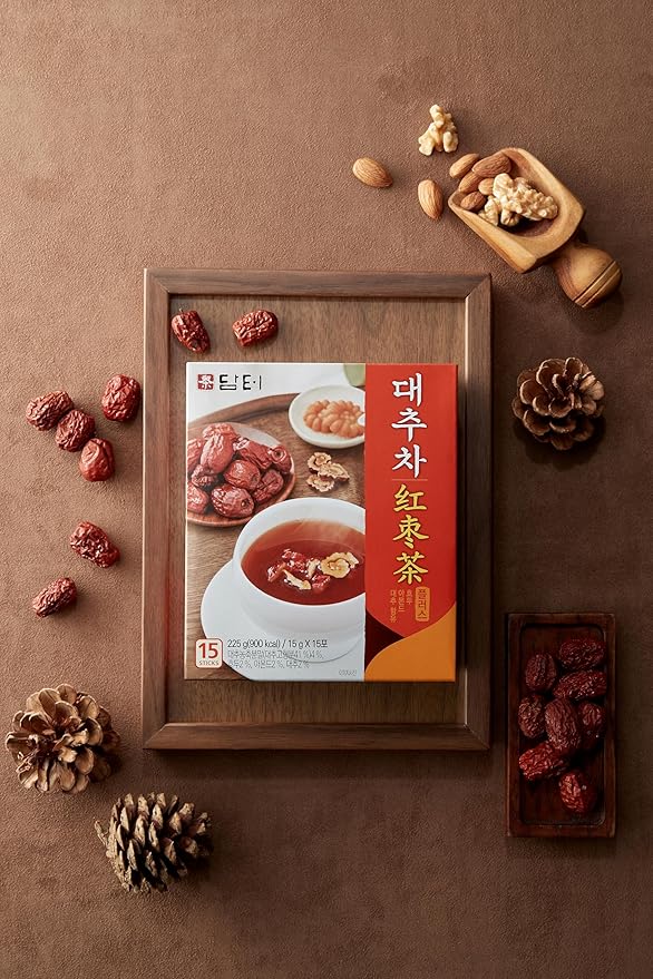 Damtuh Jujube Tea (Red Date Tea) – Traditional Korean Herbal Blend with Walnuts &amp Almonds 50 Sticks