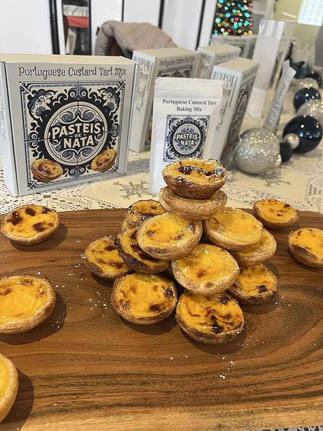 Pasteis de Nata Portuguese Custard Tart Baking Kit 12 Reusable Molds Premium Mix with Instructions