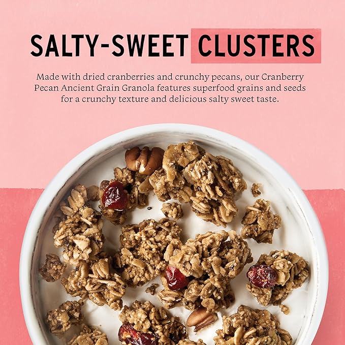 Purely Elizabeth Cranberry Pecan Ancient Grain Granola Gluten-Free Non-GMO 12 Oz Bags (Pack of 3)