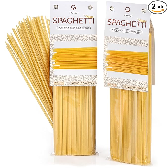 Gusta Spaghetti Noodles Pasta - Premium Italian Pasta from Italy - Durum Wheat Semolina Organic Al Dente Pasta - Non-GMO &amp Gourmet Pasta - Family Owned Brand - 17.64oz / 500g (2 Pack)