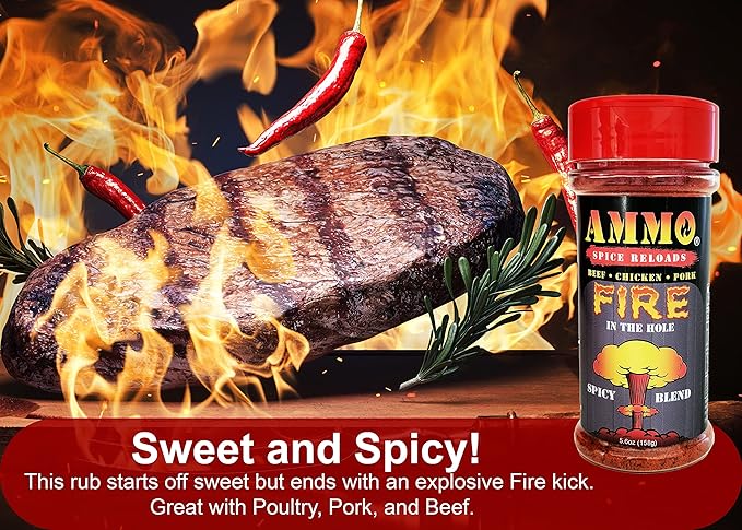 AMMO® Spice Rubs BBQ Grilling Starter Kit 4 Pack Varity Seasoning Barbecue Spices - Ultimate Grilling Accessories Set - Gift Kit for Barbecues Grilling and Smoking USA Proud