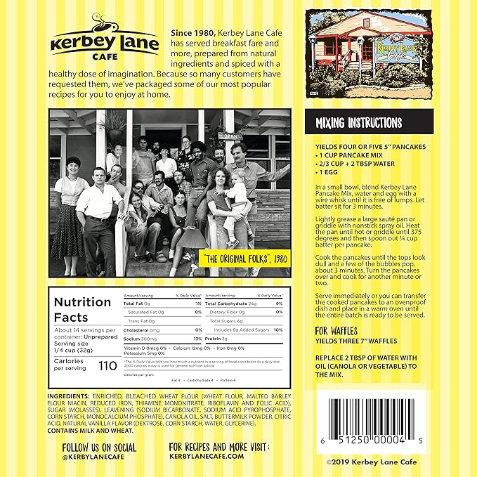Kerbey Lane Cafe Buttermilk Pancake Mix – Easy to Make Mouth Watering Recipe for Light and Fluffy Pancakes Waffles Flapjacks Muffins Cookies. Stay Fresh Resealable Bag (4 Lbs Pack of 1)