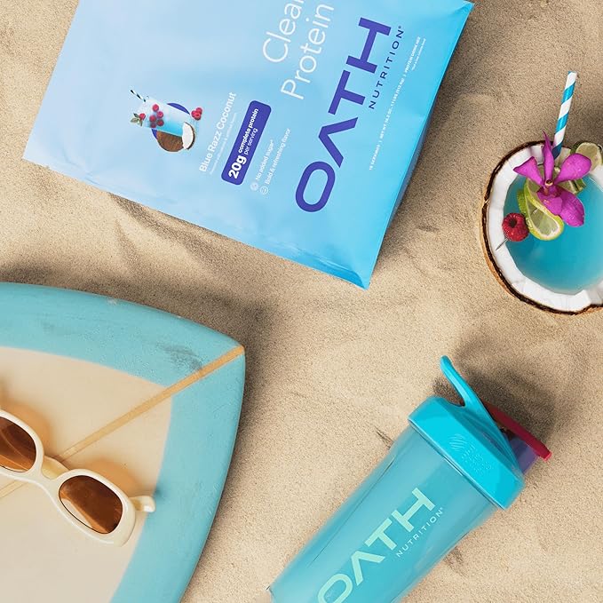 Oath Nutrition Clear Whey Isolate Protein Powder Blue Razz Coconut 20g Complete Protein per Serving No Added Sugar Grass-Fed 18 Servings