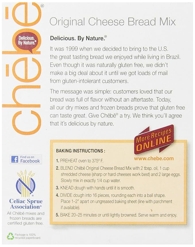 Chebe Bread Original Cheese Bread Mix Gluten Free 7.5-Ounce Bags (Pack of 8)