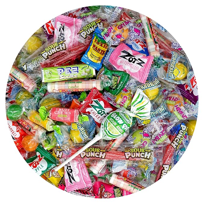Sour Candy Variety Pack 4 Pound Sour Candy Mix Individually Wrapped Bulk Candies Party Mix Assortment Pinata Stuffers Candies For Goodie Bags