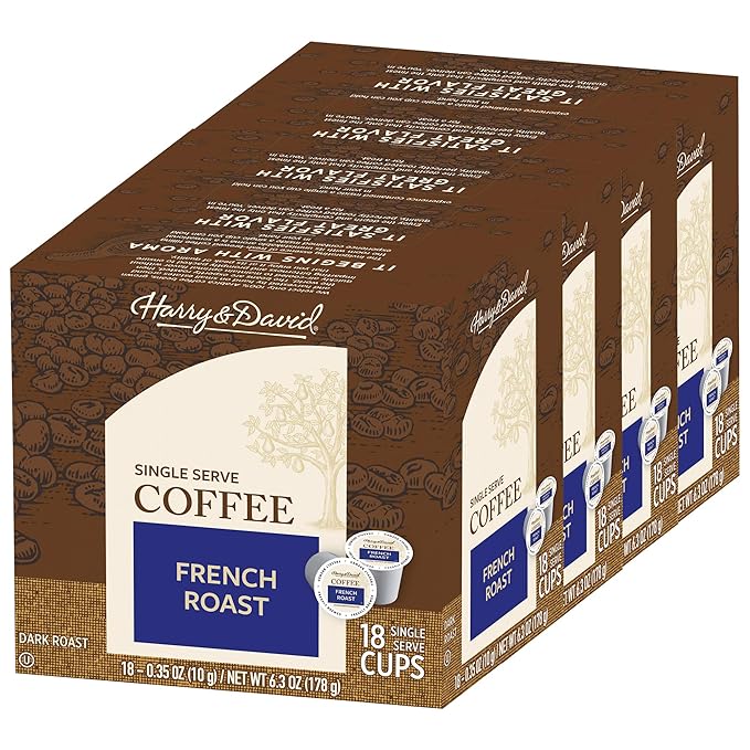 Harry &amp David Coffee in Single Serve Cups Compatible with Keurig K-Cup Brewers 72 Count (French Roast )