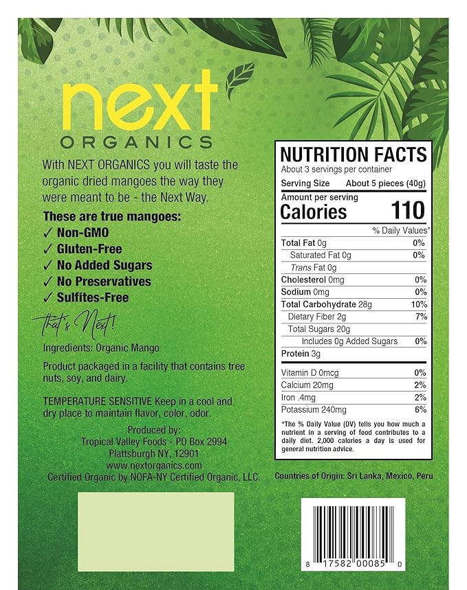 Next Organics Organic Dried Fruit Mango 4 Ounce 6 Count