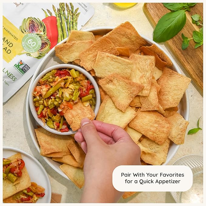 POSHI Artichoke &amp Asparagus Salad Natural Keto Vegan Non GMO Low Carb + Calorie Gluten Free Ready to Eat Fully Cooked Vegetables Pentry Food Gourmet Healthy Travel Food 6 Pack 4.4 oz