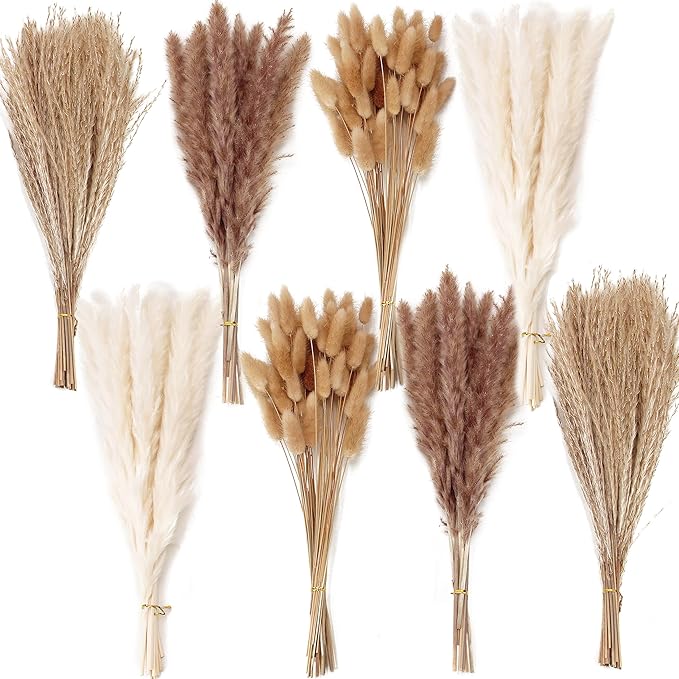 200PCS Dried Flower Bouquet – Pampas Grass Floral Decor for Home Wedding and Boho Style | Perfect for Vases Fall Spring Summer and Winter Arrangements